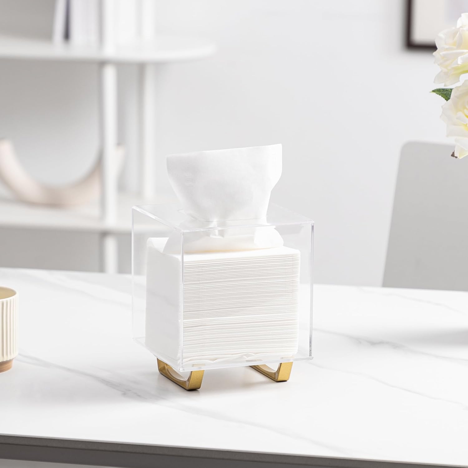 Clear tissue box.