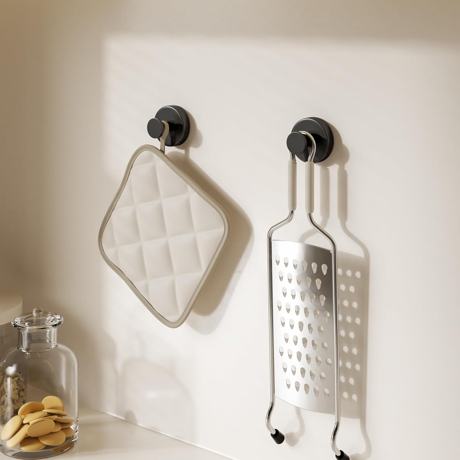 No Damage Black Suction Cup Hooks for Kitchen